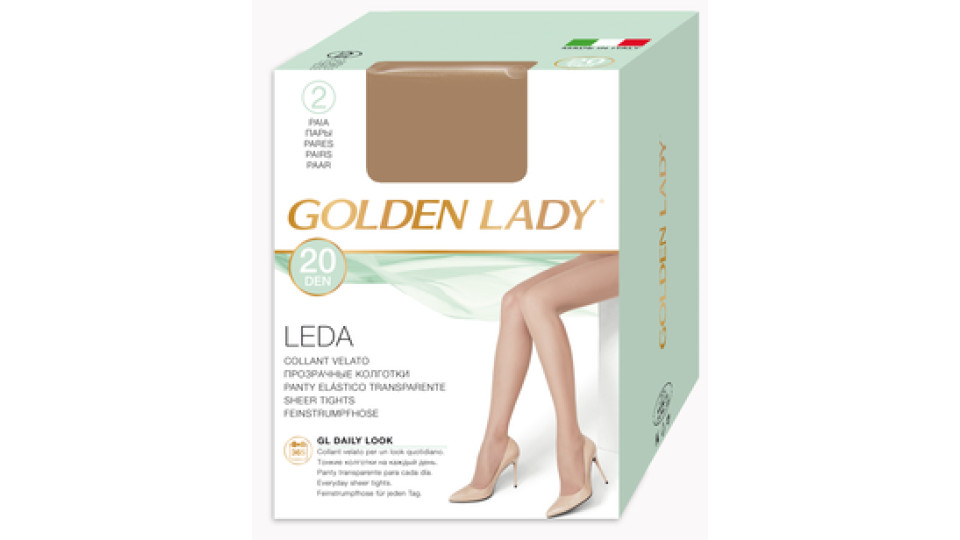 Golden Lady Collant velato Leda 20 Den melon 2 paia taglia 3