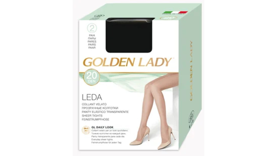 Golden Lady Collant velato Leda 20 Den nero 2 paia taglia 2