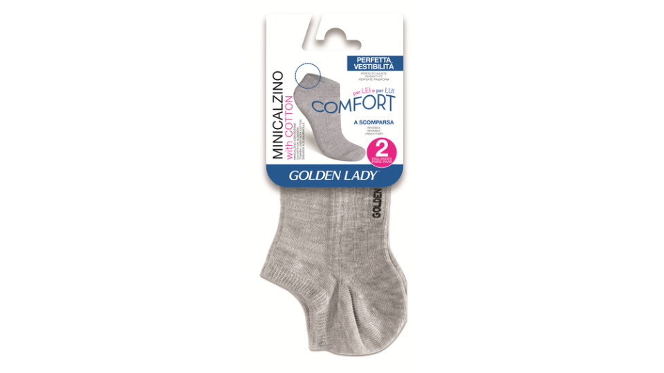 Golden Lady Minicalzino Unisex 2P Grigio Tg. S-M