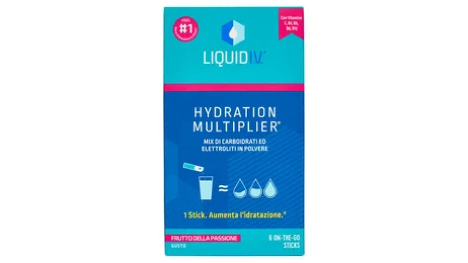 Liquid I.V. Hydration Multiplier Mix di Carboidrati ed Elettroliti in Polvere Frutto della Passione