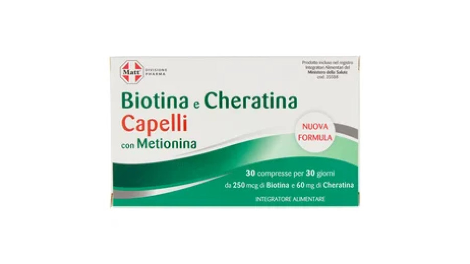 Matt Divisione Pharma Biotina e Cheratina Capelli 30 compresse 30,6 g