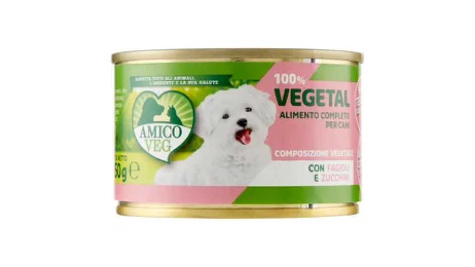 Amico Veg 100% Vegetal Alimento Completo per Cani con Fagioli e Zucchini 150 g