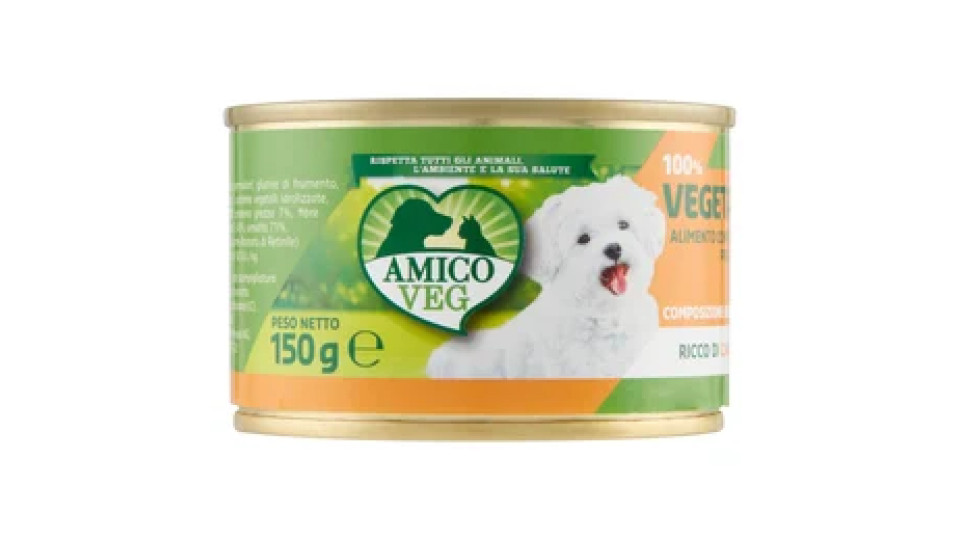 Amico Veg 100% Vegetal Alimento Completo per Cani Ricco di Carote 150 g