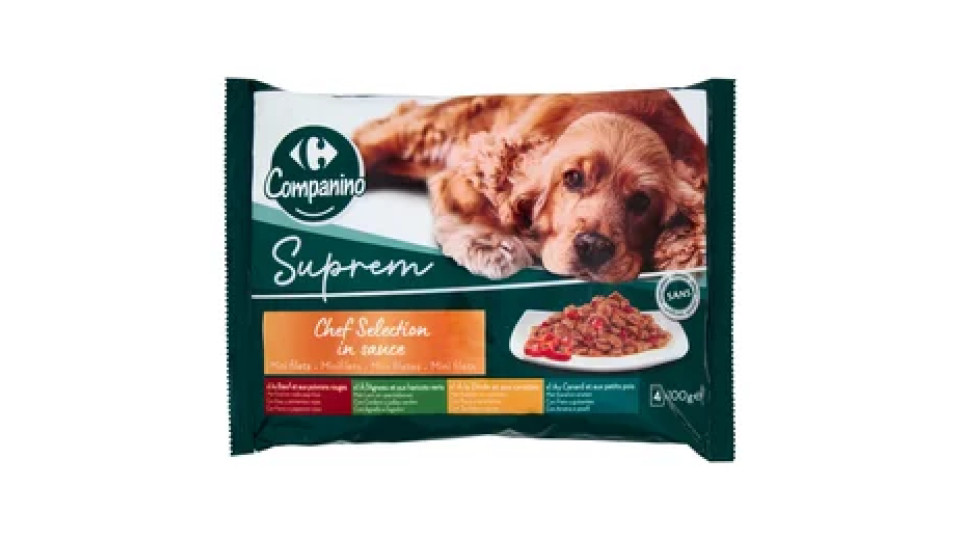 Carrefour Companino Suprem Chef Selection in suace con Manzo, Agnello, Tacchino e Anatra 4 x 1000 g