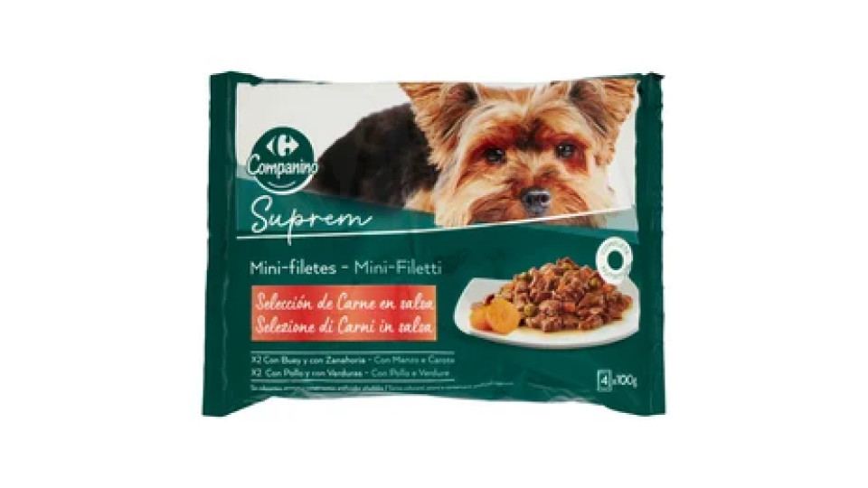 Carrefour Companino Suprem Mini-Filetti Selezione di Carni in salsa ManzoCarote PolloVerdure 4x100g