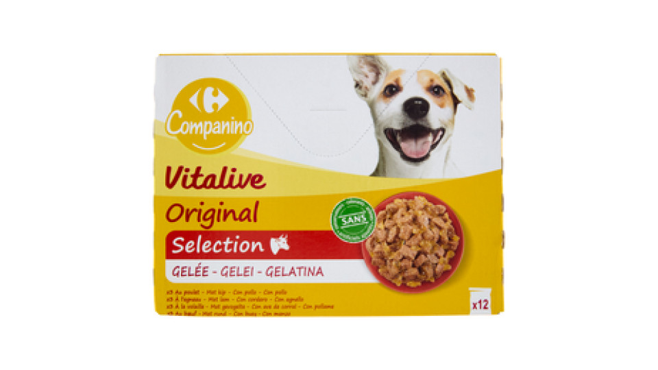 Carrefour Companino Vitalive Original Selection Gelatina pollo, agnello, pollame, manzo 12 x 100 g