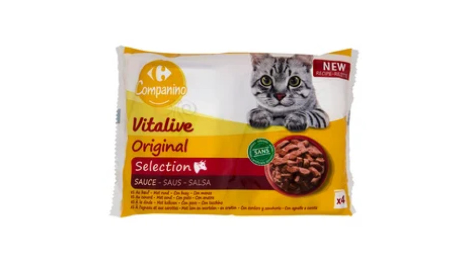 Carrefour Companino Vitalive Original Selection Salsa manzo, anatra, tacchino, agnello carote 4x100g