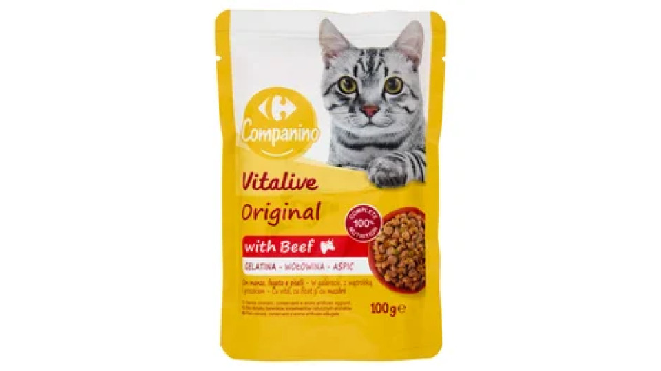 Carrefour Companino Vitalive Original with Beef Gelatina con manzo, fegato e piselli 100 g