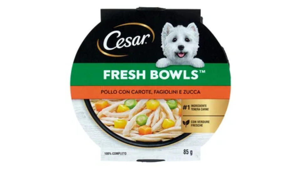 Cesar Fresh Bowls Cibo umido Cane Pollo Carote 85 g