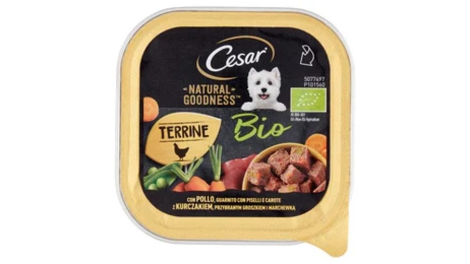 Cesar Natural Goodness Bio Cibo Umido Cane con Pollo Piselli e Carote 100 g