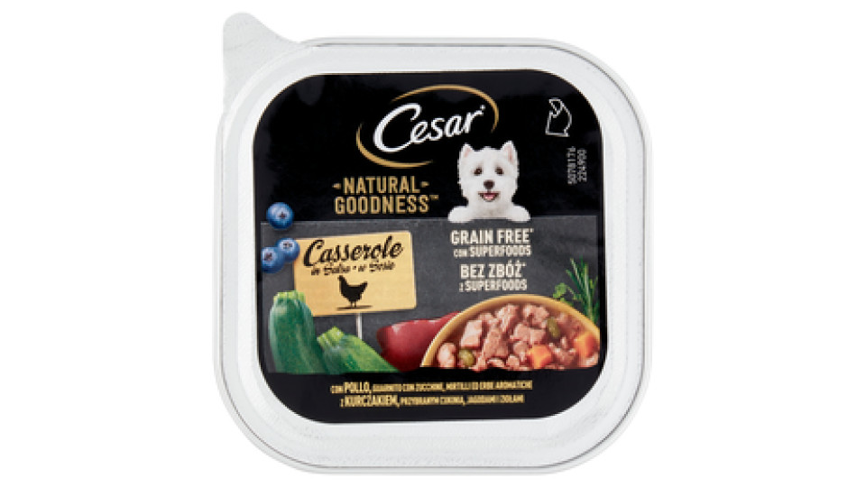 Cesar Natural Goodness Casserole Cibo Umido Cane con Pollo Zucchine Mirtilli e Erbe 100 g