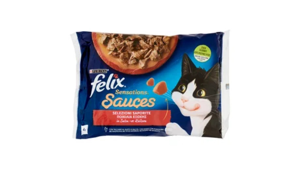 FELIX Sensations Sauces Selezione Saporite in Salsa (Tacchino/Bacon & Manzo/Pomodoro) 4 x 85 g