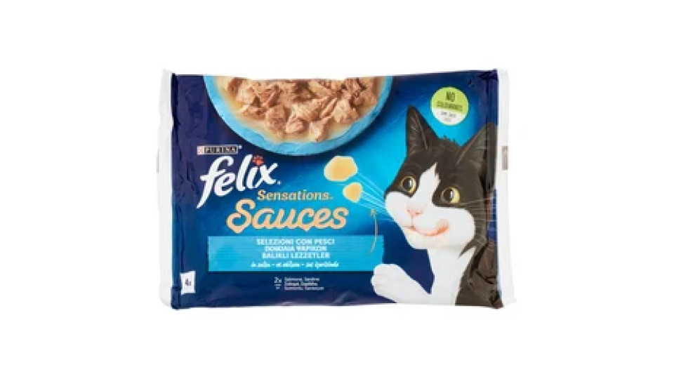 FELIX Sensations Sauces Selezioni con Pesci in salsa (Salmone & Sardine) 4 x 85 g