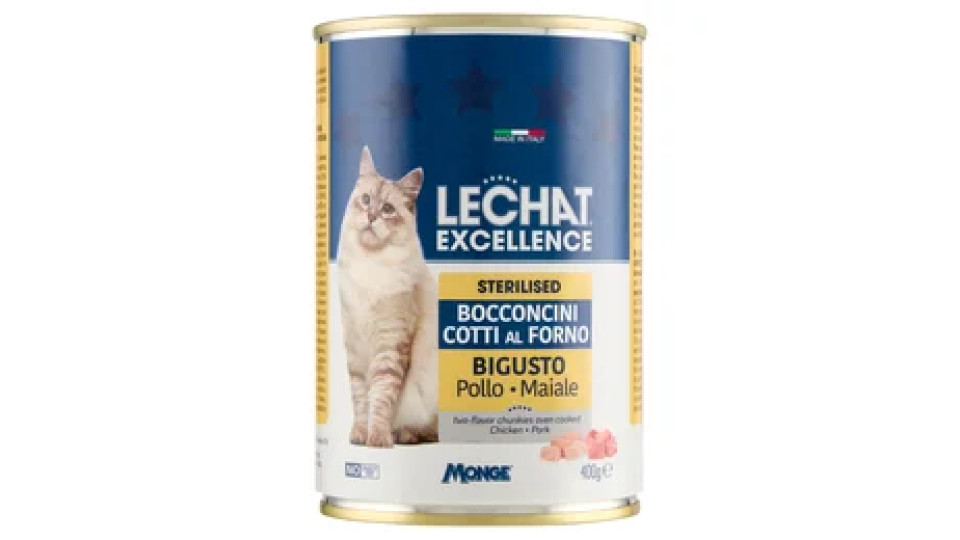 LeChat Excellence Sterilised Bocconcini Cotti al Forno Bigusto Pollo Maiale 400 g