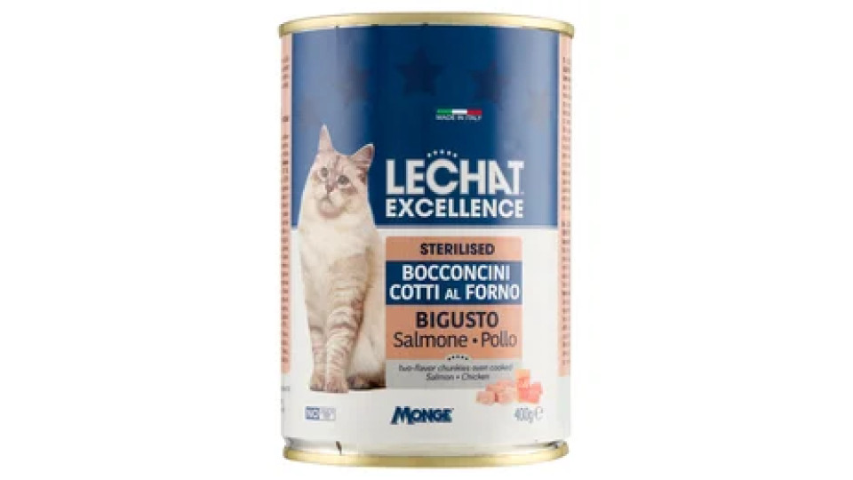 LeChat Excellence Sterilised Bocconcini Cotti al Forno Bigusto Salmone Pollo 400 g