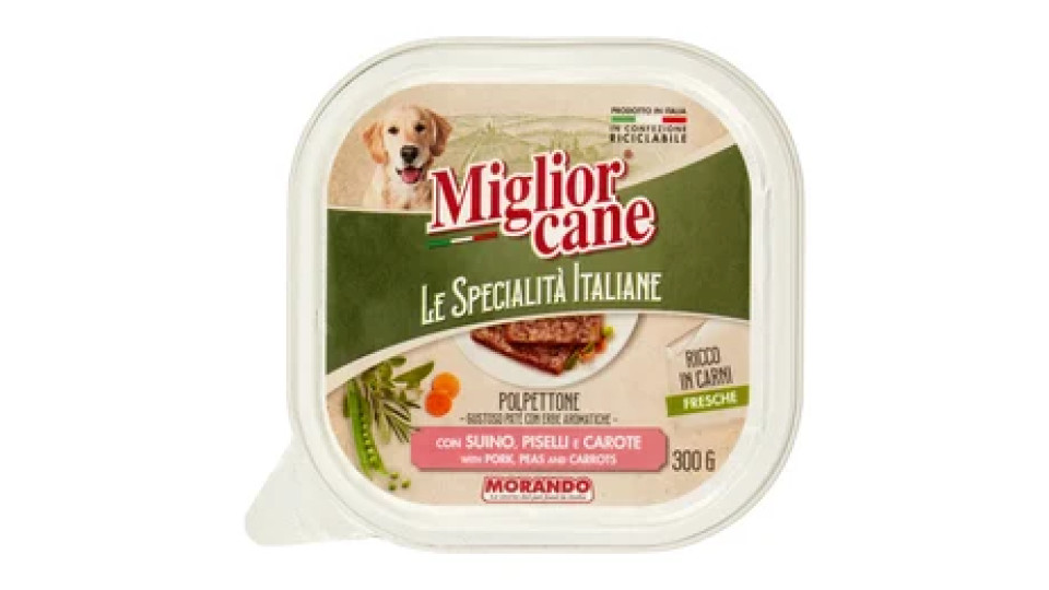 Migliorcane Le Specialità Italiane Polpettone con Suino, Piselli e Carote 300 G