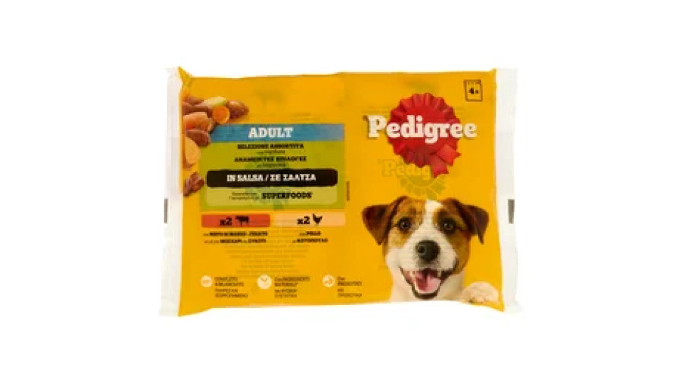 Pedigree Adult Manzo Fegato/Pollo Salsa cibo umido cane 4x100g