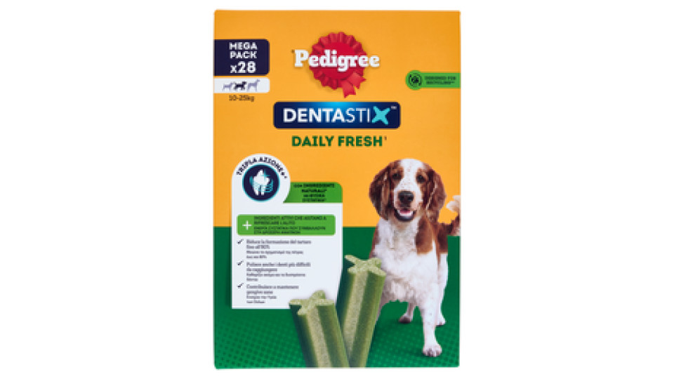 Pedigree Dentastix Fresh Snack per igiene orale Cane Medio 28 Pezzi 720 g