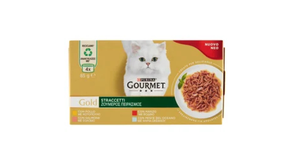 PURINA GOURMET Gold Straccetti Pollo / Manzo / Salmone / Pesce dell'Oceano 4 x 85 g