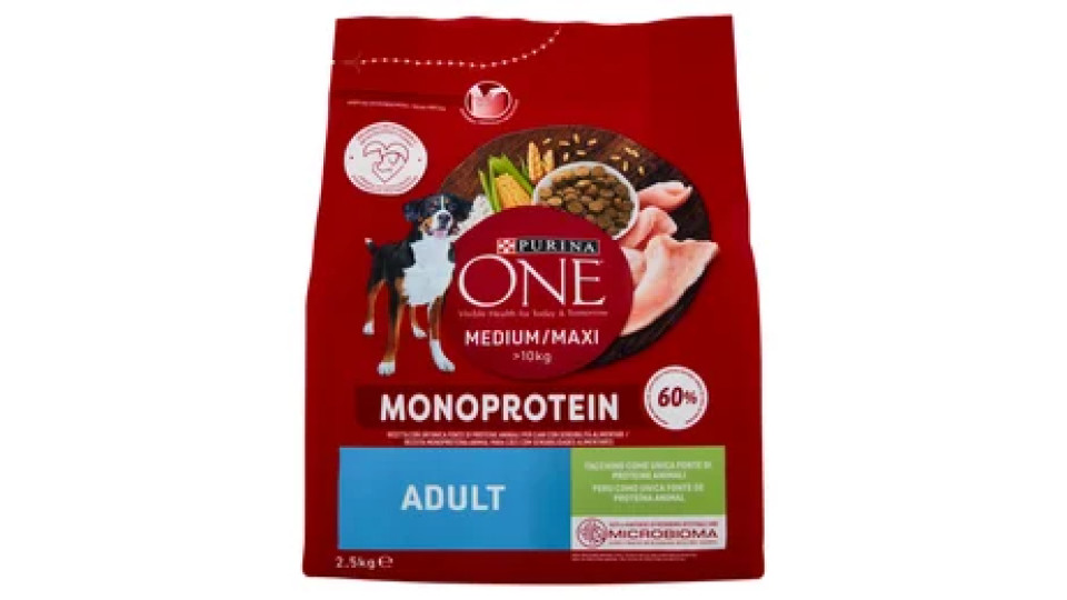 PURINA ONE Medium/Maxi Monoprotein Adult Tacchino 2,5 kg