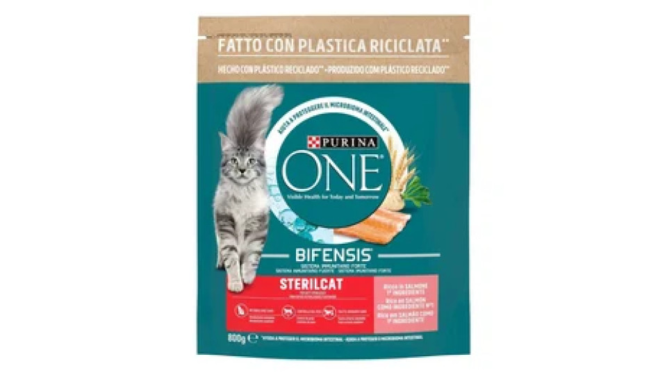 PURINA ONE Sterilcat Cibo secco per Gatti Adulti Sterilizzati con Salmone e Frumento, sacco da 800g