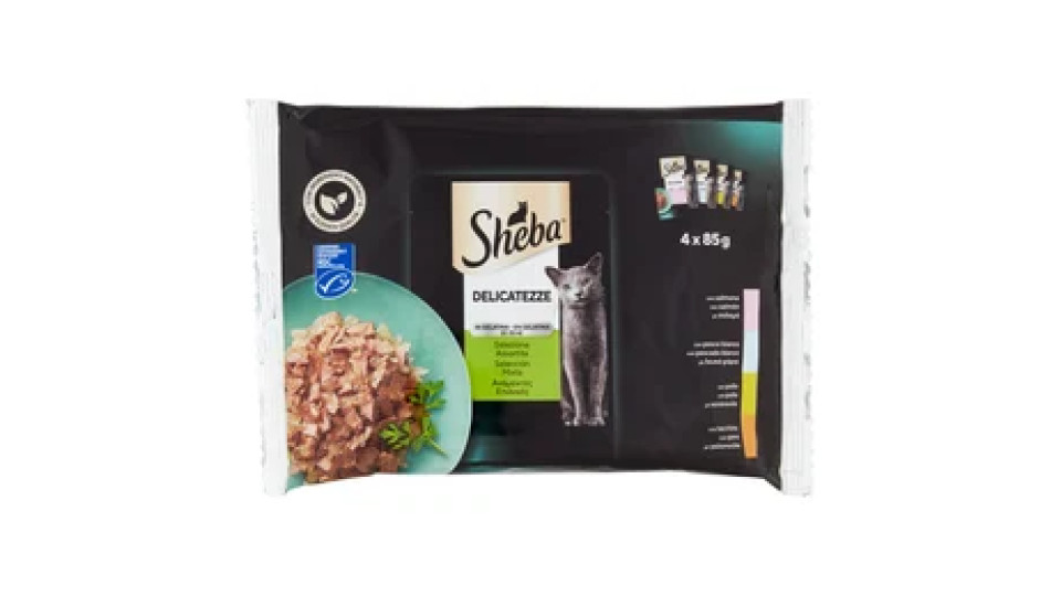 Sheba Delicatezze in gelatina cibo umido gatto Selezione Assortita 4x85g