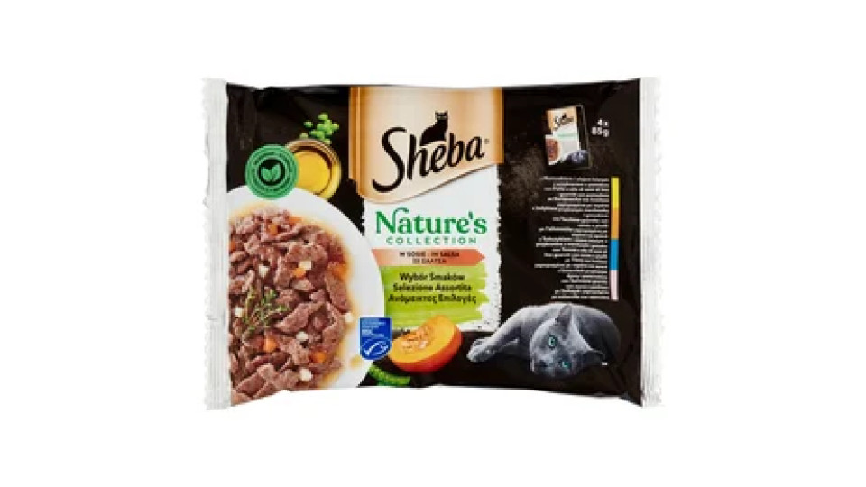 Sheba Nature's Collection Cibo Umido Gatto Selezione Assortita in Salsa 4 bustine da 85g