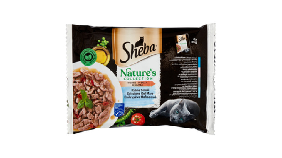 Sheba Nature's Collection Cibo Umido Gatto Selezione del Mare in Salsa 4 bustine da 85g
