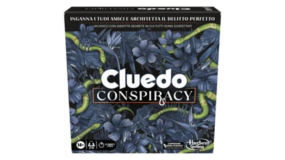 Cluedo Conspiracy, gioco da tavolo per adulti e ragazzi, dai 14 anni in su, gioco di strategia con identità segrete, per 4-10 giocatori