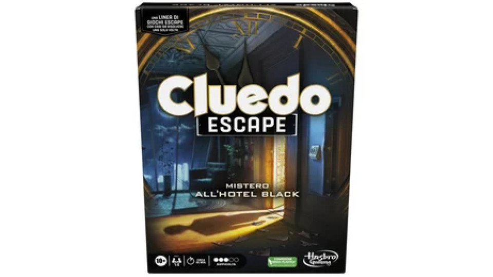 Cluedo Escape - Mistero all'Hotel Black, gioco da tavolo, giochi in versione escape room da risolvere 1 volta sola, giochi di mistero, dai 10 anni in su