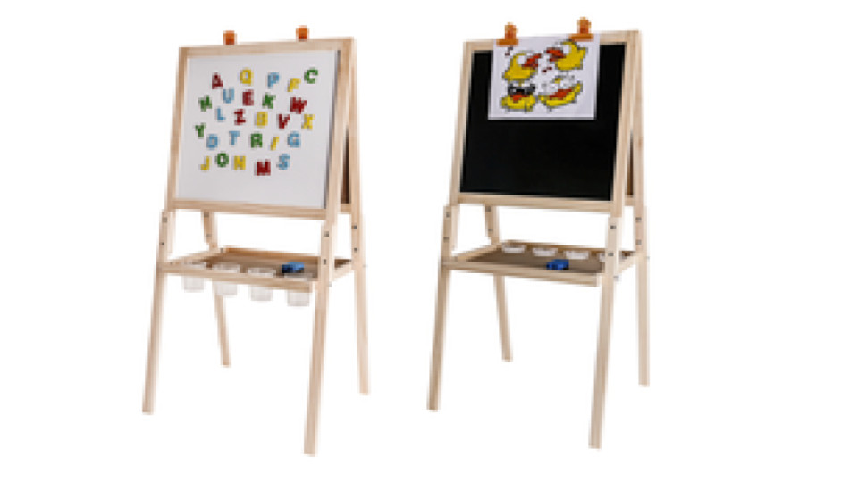 Creative & Fun Lavagna nera con bacheca magnetica e accessori 48x96cm