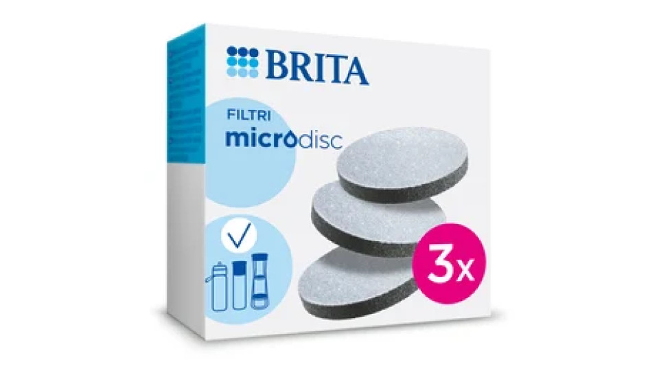 Brita MicroDisc confezione da 3 - Dischi filtranti di ricambio per bottiglie e borracce filtranti : riducono PFAS, cloro, microparticelle e altre impurità
