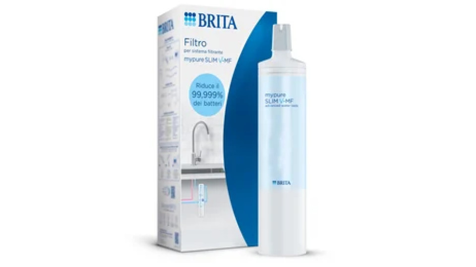 Brita Filtro per mypure SLIM V-MF, 1 filtro (8000L) di ricambio per il sistema filtrante per acqua priva di batteri al 99,999% con gusto migliore