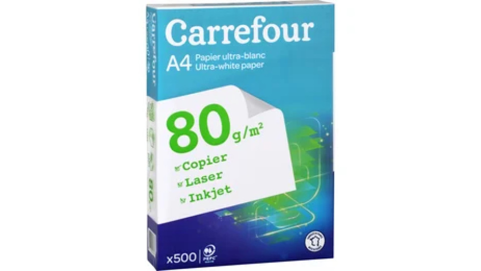 Carrefour A4 carta inkjet A4 80g (210x297 mm) 500 fogli bianco