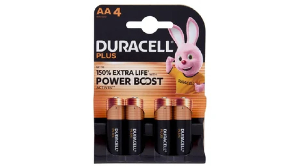 Duracell Plus AA 4 Stilo / Mignon Alcalina 1.5V MN1500 4 pz