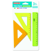 ARDA Miniset 3 Pezzi Riga 17 cm, Squadre 45° E 60° 15 cm Fluo