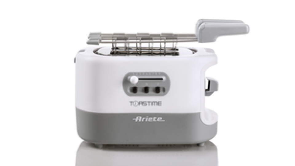 Ariete 159 Toastime, Tostapane Elettrico, Capacità 2 fette, 9 livelli di doratura, 700 W, 3 funzioni, Bianco
