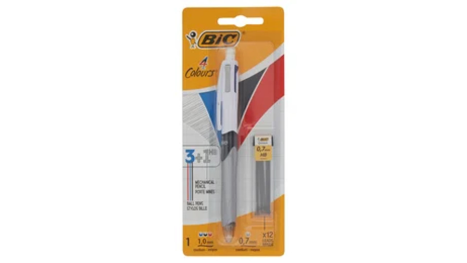 Bic 4 Colours 3+1HB blu nero rosso + Box da 12 mine HB
