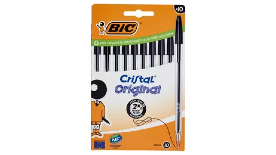 Bic Cristal Original Penne a Sfera Nere, 10 pezzi