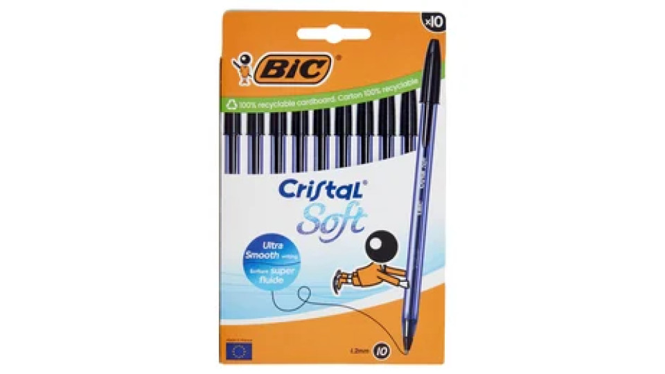 Bic Cristal Soft Penna a sfera Nero 1.2mm 10 pz