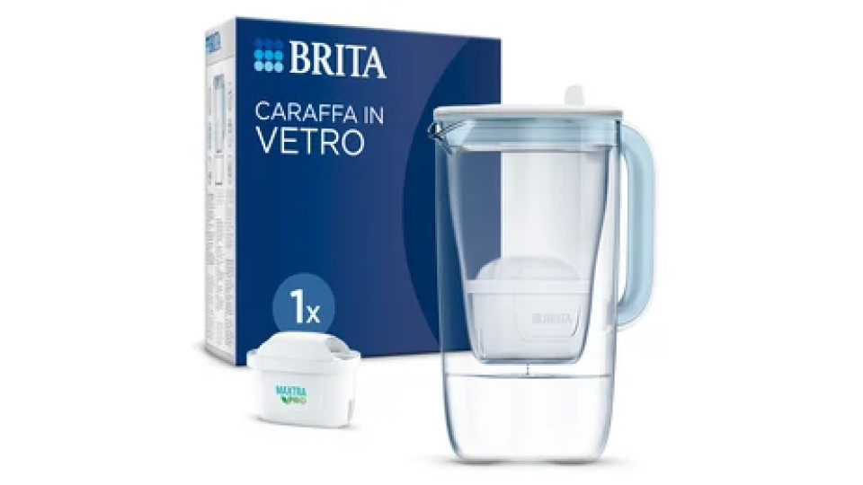 Brita Caraffa filtrante vetro (2.5L) incl. 1x filtro MAXTRA PRO All-in-1 che riduce cloro, calcare, PFAS e metalli - Caraffa premium