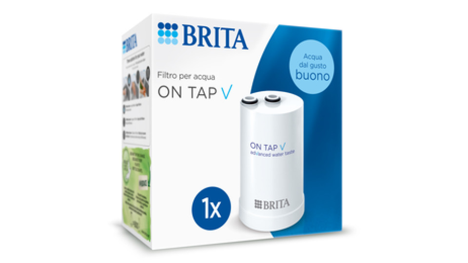 Brita Filtro acqua rubinetto ON TAP V (4 mesi) - Riduce cloro, PFAS, piccole particelle e metalli - per acqua buona da bere