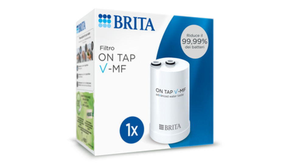 Brita Filtro acqua rubinetto ON TAP V-MF (600L) - Riduce cloro, PFAS, 99,99% di batteri, microparticelle e metalli - per acqua buona e sicura da bere
