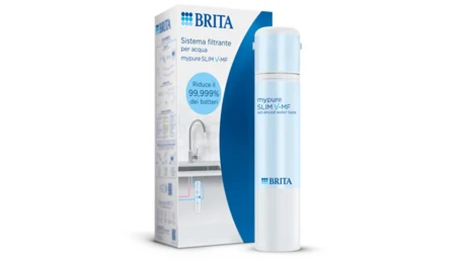 Brita Sistema filtrante mypure SLIM V-MF incl. 1x filtro (8000L) - sistema sottolavello per il tuo rubinetto per acqua buona e priva di batteri al 99,999% - con timer digitale
