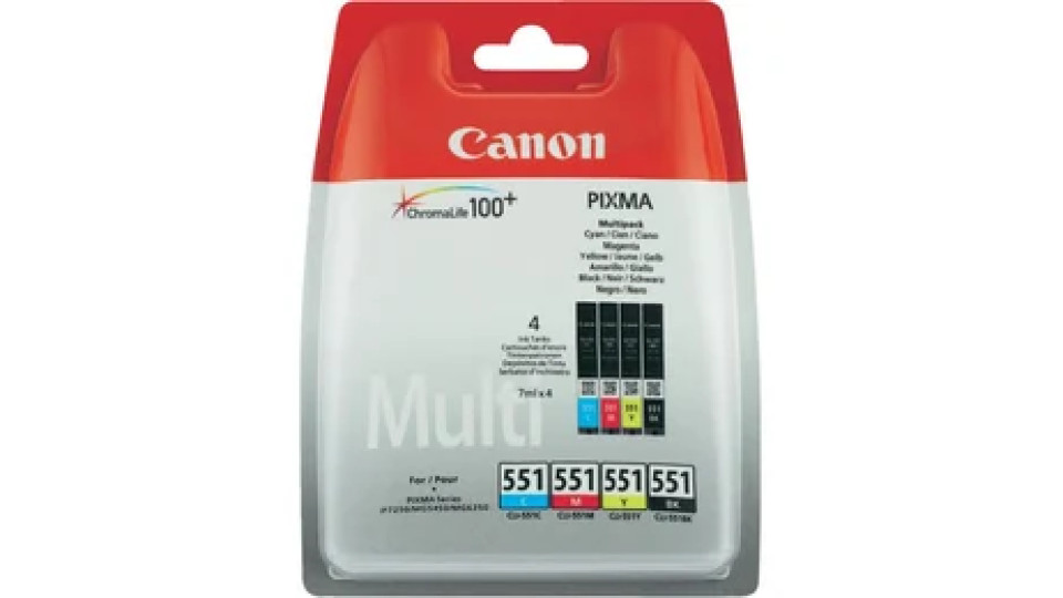 Canon CLI-551 C/M/Y/BK w/sec cartuccia d'inchiostro 4 pz Originale Resa standard Nero, Ciano, Magenta, Giallo