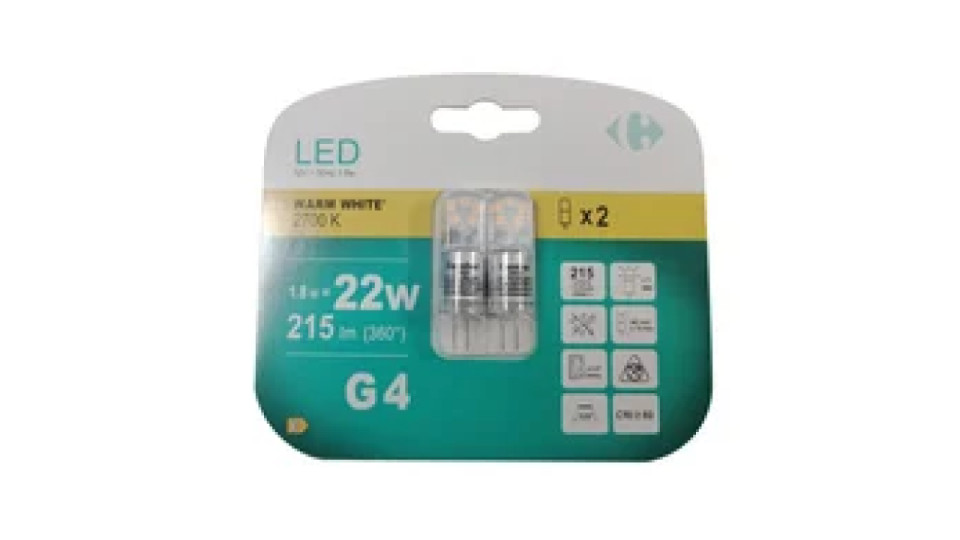 Carrefour 2 led capsula 22W, attacco G4, luce calda