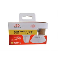 Carrefour 2 led faretto 50W, attacco GU10, luce calda