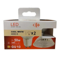 Carrefour 2 led faretto 50W, attacco GU10, luce fredda