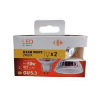 Carrefour 2 led faretto 50W, attacco GU5.3, luce calda