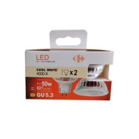 Carrefour 2 led faretto 50W, attacco GU5.3, luce fredda